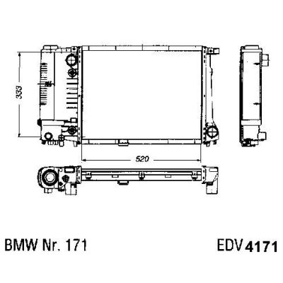 NEU + Kühler BMW 5 E 34 520 - 24V - M 50 Schaltgetriebe - 9.91 - 8.xx - Kühlsystem Wasserkühler / Radiator + + | MAV - 44473