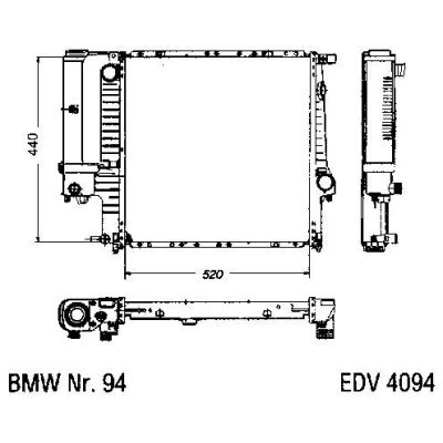 NEU + Kühler BMW 5 E 34 520 / 525 - 24V Klimaanlage / Schaltgetriebe - 9.91 - 8.xx - Kühlsystem Wasserkühler / | MAV - 44443