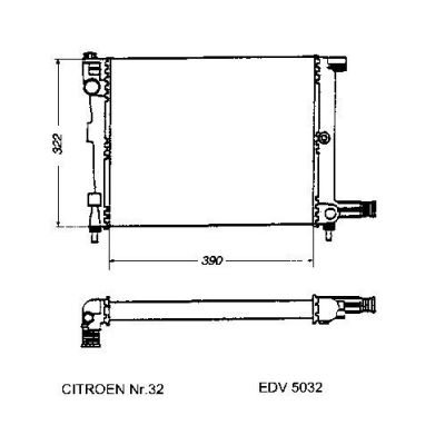 NEU + Kühler Citroen AX 1.4D Schaltgetriebe - 9.92 - 8.xx - Kühlsystem Wasserkühler / Radiator 390 x 322 / Cit | MAV - 44540