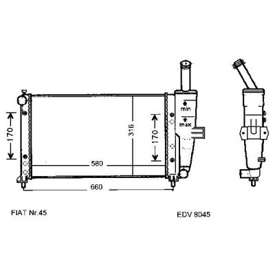 NEU + Kühler Fiat Punto 60 1.2 / 16V Schaltgetriebe - 9.99 - 8.xx - Kühlsystem Wasserkühler / Radiator 580 x 3 | MAV - 44756