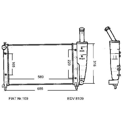 NEU + Kühler Fiat Punto 60 1.2 / 16V Schaltgetriebe / Klimaanlage - 9.99 - 8.xx - Kühlsystem Wasserkühler / Ra | MAV - 44810