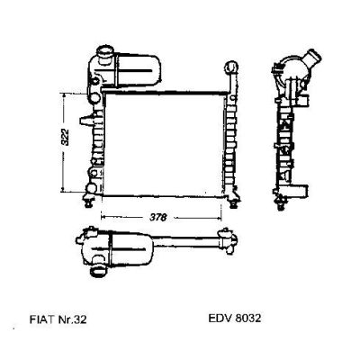 NEU + Kühler Fiat Tipo Fire 1.1 / POP Schaltgetriebe - 9.87 - 8.xx - Kühlsystem Wasserkühler / Radiator 378 x | MAV - 44745