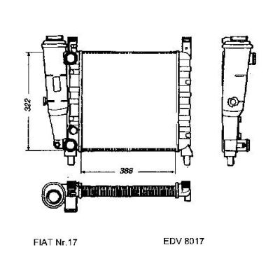 NEU + Kühler Fiat Uno 55 / 60 SL 1.1 Schaltgetriebe - 9.82 - 8.89 - Kühlsystem Wasserkühler / Radiator 388 x 3 | MAV - 44731