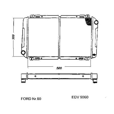 NEU + Kühler Ford Fiesta MK 1 1.1 Schaltgetriebe - 9.76 - 8.84 - Kühlsystem Wasserkühler / Radiator 500 x 309 | MAV - 44909