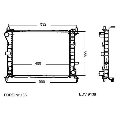 NEU + Kühler Ford Focus 1.4 - 16V / 1.6 - 16V Schaltgetriebe - 9.98 - 8.xx - Kühlsystem Wasserkühler / Radiato | MAV - 44981