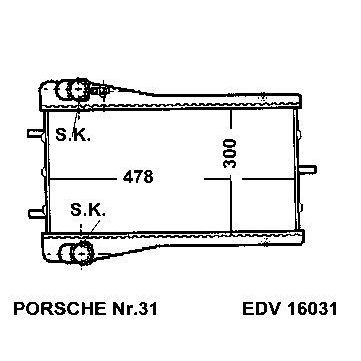 NEU + Kühler Porsche links div. Modelle - Kühlsystem Wasserkühler / Radiator 478 x 300 / Porsche 31 + + + NEU | MAV - 44185