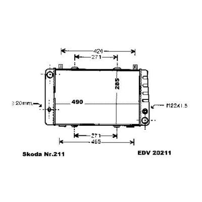 NEU + Kühler Skoda Felicia .2 1.3 Schaltgetriebe - 9.94 - 8.xx - Kühlsystem Wasserkühler / Radiator 490 x 285 | MAV - 45028