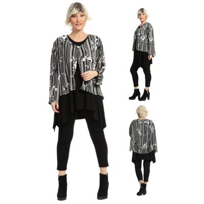 AKH Fashion asymmetrische Damen-Jacken schwarz-weiß | 68072-130-zera