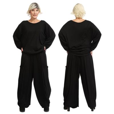 AKH Fashion klassische schwarze Lagenlook Hosen große Größen | 74750-AKH0089.S08069