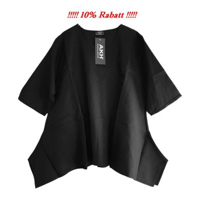 AKH FASHION Leinen SHIRT schwarz Lagenlook Mode Damen - Schwarz-1019, Einheitsgröße-Maßangaben beachten, Leinen | akh-fashion-1019