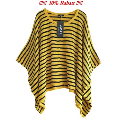 AKH Fashion Oversize Pullover Überwürfe Lagenlook Mode Damen - Gelb, Einheitsgröße-Maßangaben beachten, Baumwolle | 85395-AKH0878.S06028