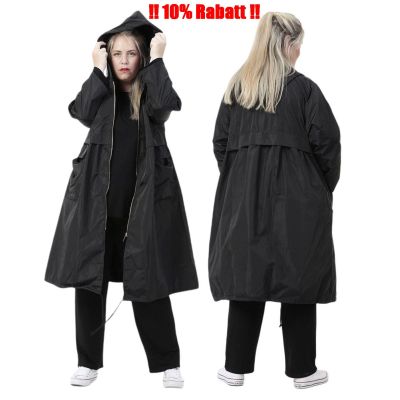 AKH Fashion Regenmäntel Kapuze große Größen Lagenlook Mode - Schwarz, Einheitsgröße-Maßangaben beachten, Polyester | akh-fashion-9999