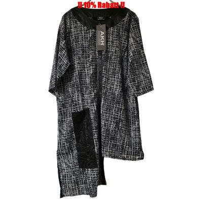 AKH FASHION stufige Lagenlook BLUSE Jacke Damenmode - Grau-schwarz, Einheitsgröße-Maßangaben beachten, Polyester, Viskose | 82356-AKH0039.S05711