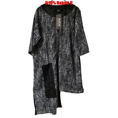 AKH Fashion stufige Lagenlook Blusen-Jacken Damen Mode - Grau-schwarz, Einheitsgröße-Maßangaben beachten, Polyester, Viskose | 82356-AKH0039.S05711