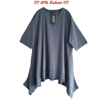 AKH FASHION Tunika SHIRT blau Baumwolle Lagenlook - Blau|||0 Einheitsgröße-Maßangaben beachten, Baumwolle | 96520-AKH1237.S06567