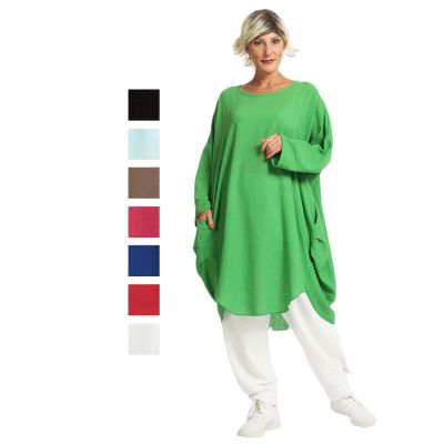 AKH Lagenlook Tunika-Shirts Leinenmix große Größen - Grün|||0 Einheitsgröße-Maßangaben beachten, Viskose, Leinen, Polyester | AKH1060.S6841