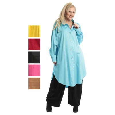 Braun|||0 Einheitsgröße-Maßangaben beachten - AKH farbenfrohe lange Blusen-Jacken große Größen | 6676-Sateen