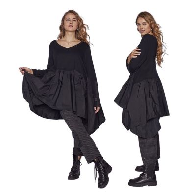CHALONA schwarzes SHIRT große Größen Damen Mode - Schwarz, Einheitsgröße-Maßangaben beachten|||0 Baumwolle, Elasthan|||0 | chalona22S344