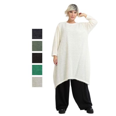 Grau|||0 Einheitsgröße-Maßangaben beachten - Lagenlook Tunika-Kleider Herbst Winter große Größen | 6715-fluffy