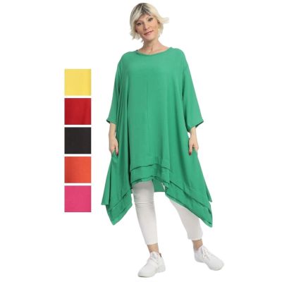 Grün-68307, Einheitsgröße-Maßangaben beachten - AKH Fashion Lagenlook Sommer-Tuniken große Größen | 6567-twill