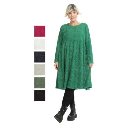 Grün-76330, Einheitsgröße-Maßangaben beachten - Lagenlook flauschige Tunika-Kleider große Größen AKH Fashion | 6742-fluffy