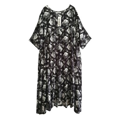 LA BASS Sommer KLEID schwarz weiß Viskose Damen Mode - Schwarz-weiß-02401, Einheitsgröße-Maßangaben beachten, Viskose | labass-02401-schwarz
