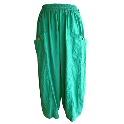 Lagenlook grüne Leinenhosen große Größen Ballonform Damen Mode | NC6503-1-gruen