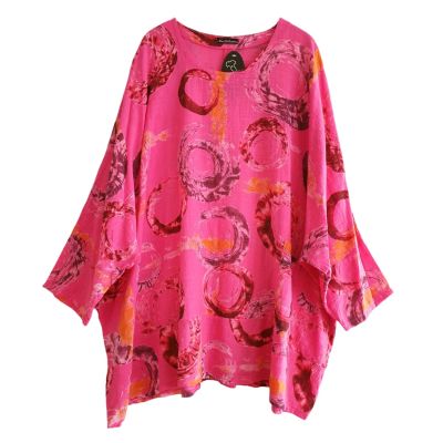 Lagenlook Leinen Shirts pink Überwürfe Damen Mode | NC91007-pink