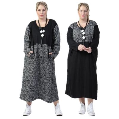 Oben-schwarz-61755, Einheitsgröße-Maßangaben beachten - AKH Fashion Lagenlook Damen Kleider große Größen | 6393-Slay