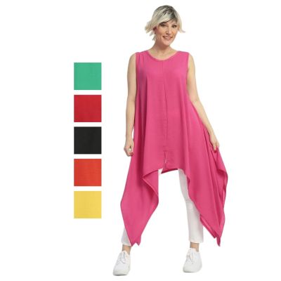Pink-68222, Einheitsgröße-Maßangaben beachten - AKH Fashion Lagenlook Zipfel-Tuniken große Größen | 3067-twill