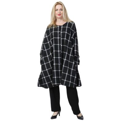 Schwarz-grau-006570 - AKH Lagenlook Fleece-Jacken große Größen | 6570RF-Fleece
