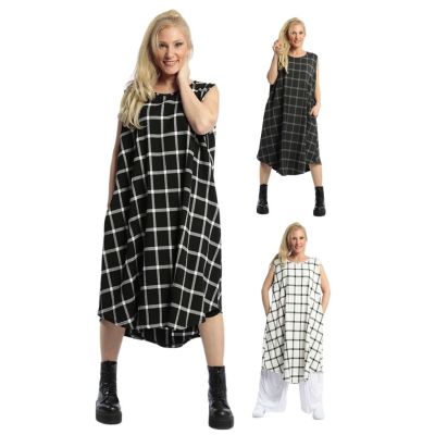 Schwarz-weiß-66750, Einheitsgröße-Maßangaben beachten - AKH Fashion leichte Damen Sommer-Kleider große Größen | 6762-Case