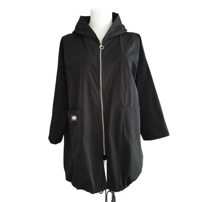 schwarze LAGENLOOK JACKE mit Kapuze Baumwolle | NC24289-schwarz