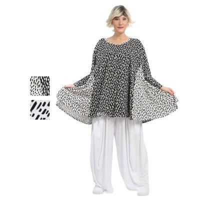 Weiß-schwarz|||0 Einheitsgröße-Maßangaben beachten - Lagenlook Big-Shirts Baumwollmix AKH Fashion | 593-Flock
