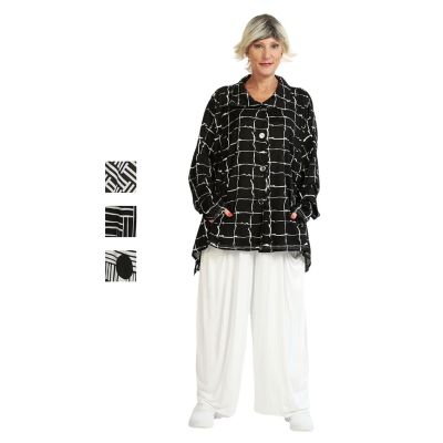 Weiß-schwarz-Grafik-80019, Einheitsgröße-Maßangaben beachten - AKH Fashion leichte Damen Jacken Frühjahr Sommer | 2222-bella