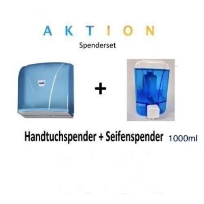 Spenderset bestehend aus Katli blau transparent und 1000 ml Wall Seifenspender blau | 00-000051.3 / EAN:0736846046598
