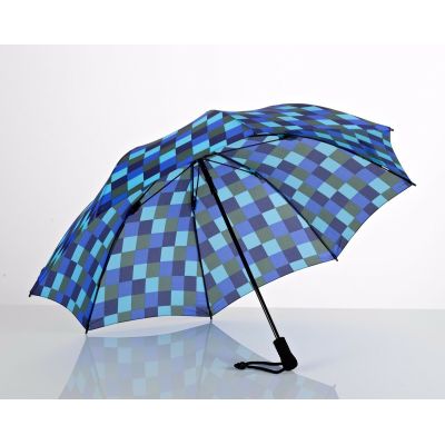 EUROSCHIRM Swing liteflex blau karierter Regenschirm Trekking | Ha1907 / EAN:4022973006434