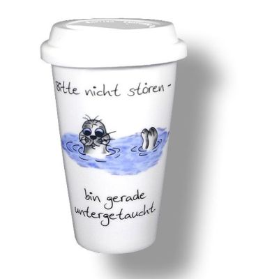 2 Stück-Porzellan-Coffee to Go-Seehunde-bitte nicht stören - deutsches Produktdesign | 1328729131