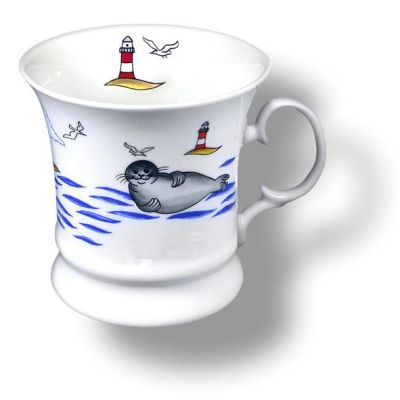 2 Stück-Porzellan - Tasse, Kaffeepott, Becher - Seehund Leuchtturm -deutsches Produktdesign | 1328730011