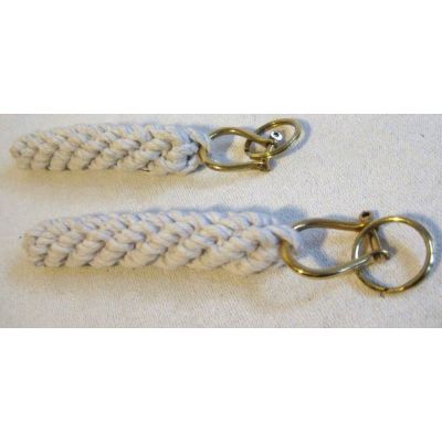 **2er Set- Bändsel/Schlüsselanhänger aus Baumwolle geflochten L 19 cm- Schäkel und Ring Messing | 1596625170