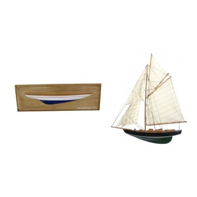37,5 cm Board Halbmodell auf Holzbrett+ Yacht Schiffsmodell 62 cm | 266055055449 / EAN:0731683315944