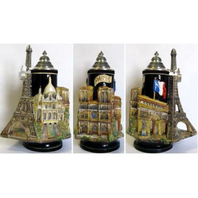 3D-Relief Bierkrug-Paris- Eifelturm,Kathetrale,Sacr©-CÅur Montmartre,Triumphbogen -German Beer Stein | 1319605336