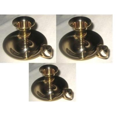 3X Englischer Kerzenständer- Kerzenhalter mit Tragering- Messing poliert | 2499378185