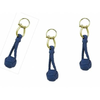 3X Schlüsselanhänger- blaue Zierknoten, Wurfknoten mit Schäkel/Schlüsselring | 2556058055