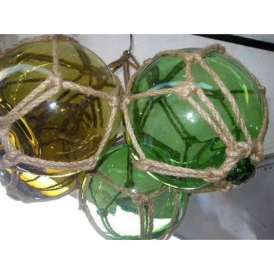 4 Fischerkugeln im Netz- grün und ambere (braun) 12,5 cm | 1097839000
