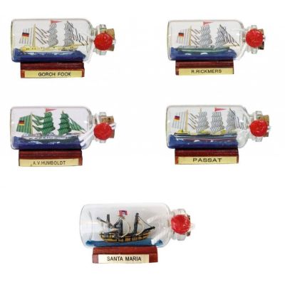 5er Set kleine Buddelschiffe-Gorch Fock, Humboldt, Passat, Santa Maria und Rickm | 2492193990