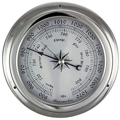 Barometer in Bullaugenform- Messing, vernickelt | 3082944914