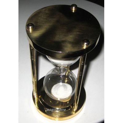 **Edle, massive Sanduhr Stundenglas 3 min Höhe 12,5 cm, Messing | 818911906