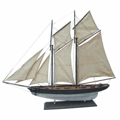 **Edle Segel- Yacht- Schiffsmodell - ANTIKDESIGN- Holz 85 cm- Stoffsegel, Holz | 819327661