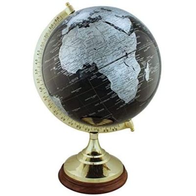 Edler Globus auf Holzstand H 47 cm- Messinggestell- Farbe schwarz | 3096239534
